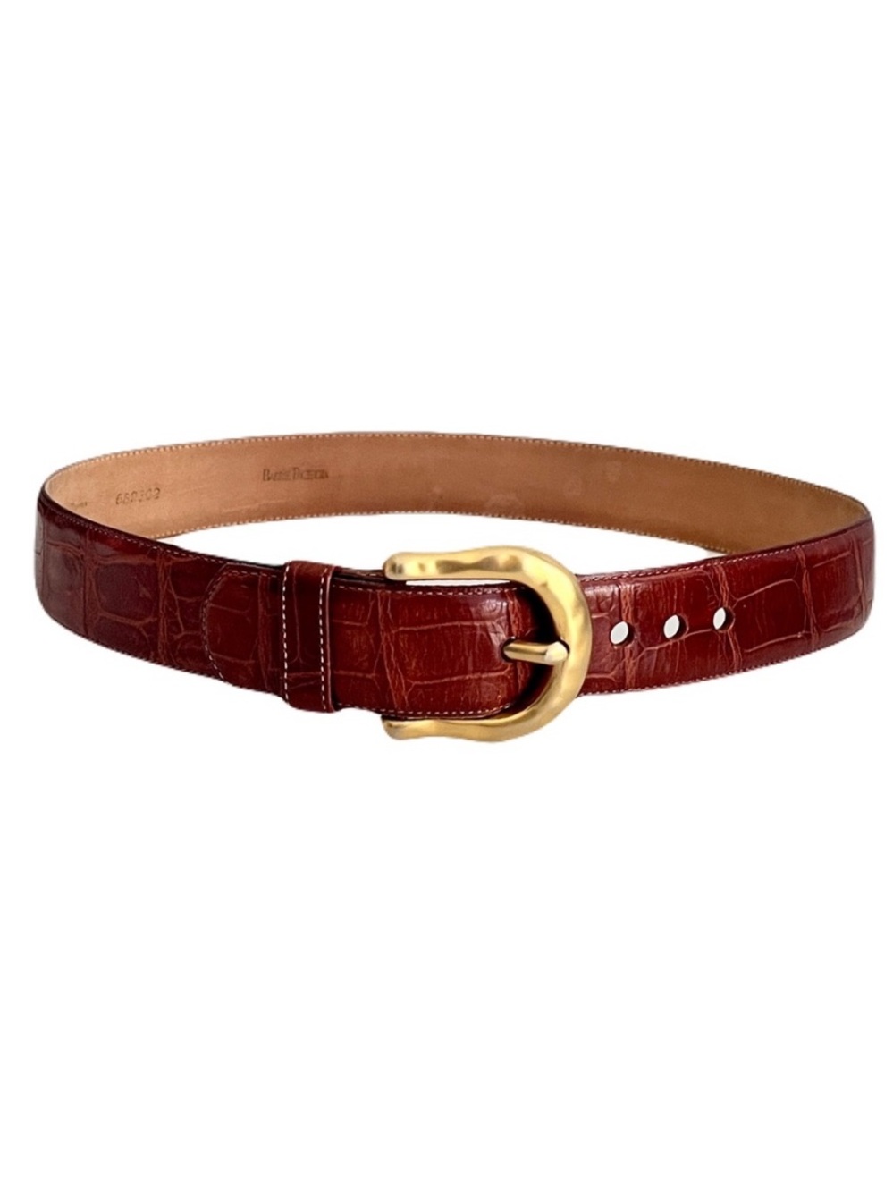 Vintage Barrie Pace Cognac Brown Alligator Belt, Size L